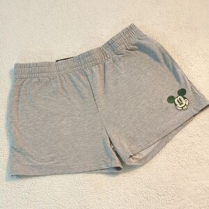Disney Embroidered Mickey Mouse Light Gray Knit Shorts